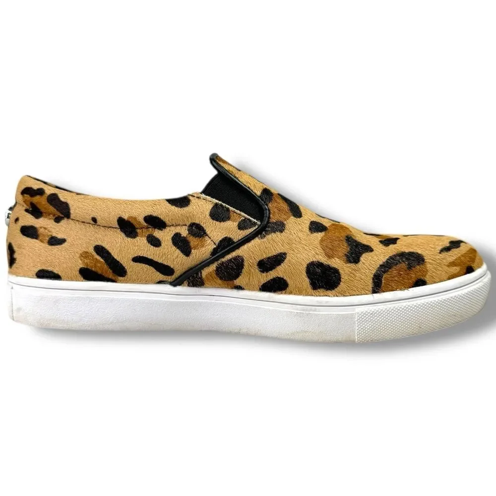 Steve Madden Ecentrcl Slip On Sneakers Leopard Haircalf Size 7 Casual Comfort - Picture 3 of 12